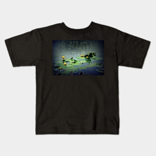 lily pads in the rain at Vernonia Lake Kids T-Shirt